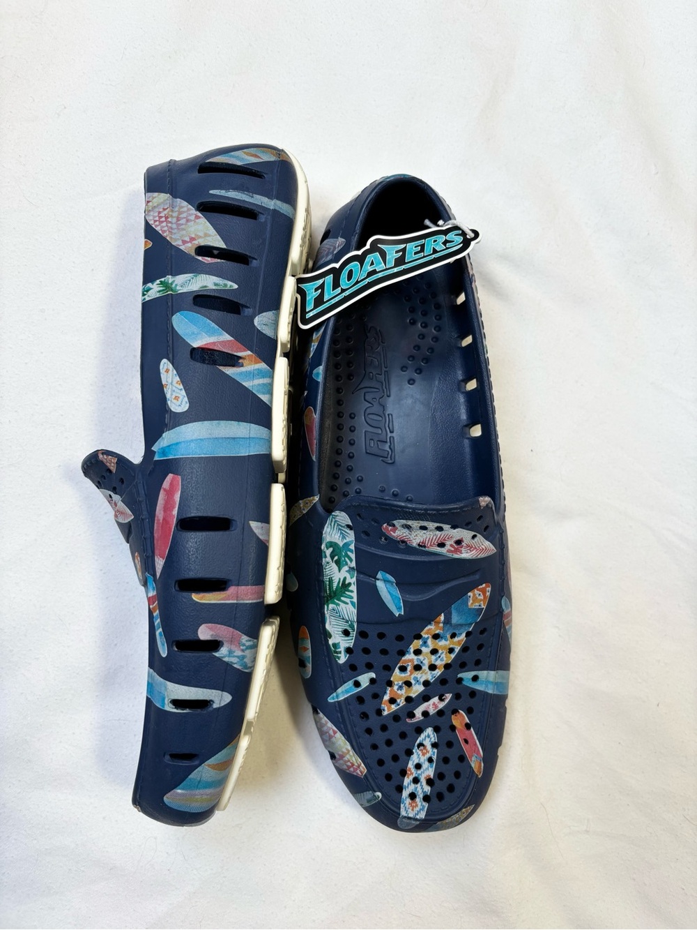 Floafers Men's Navy Surf Print Boat Shoes
